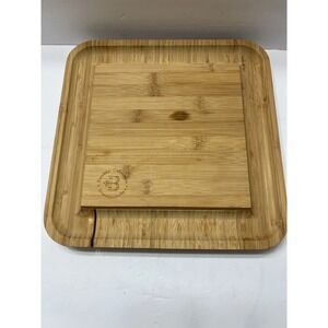 Realtree Large Bamboo Wood Cutting Board Serving Tray Slide Out Drawer Utensils